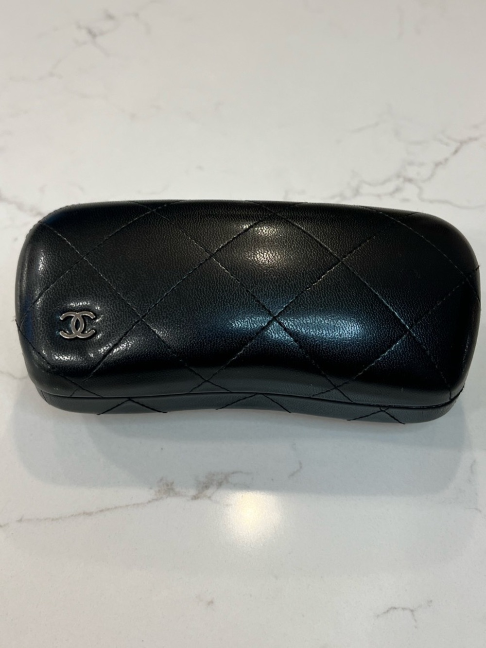CHANEL Black Quilted Leather Glasses Case with CC Emblem - Made in Italy